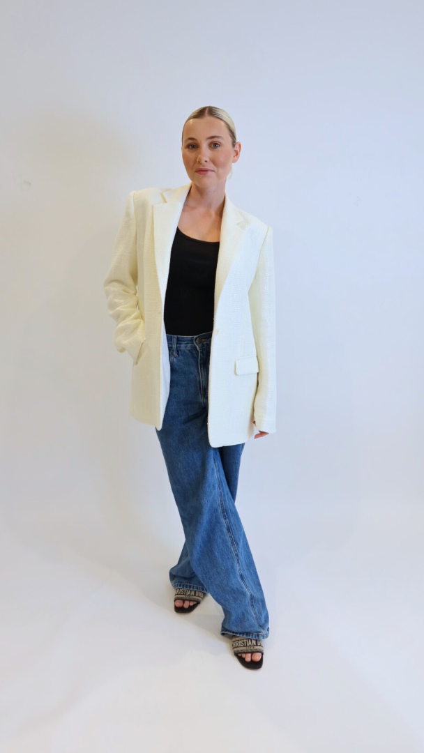 Clueless Blazer: Cream Sparkle